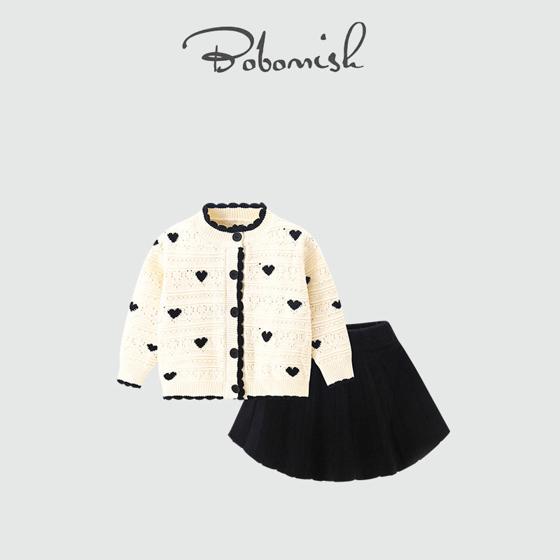 Japan Ulovazn children's clothes ~ girls suit 2023 autumn winter new fashion foreign gas sweet and beautiful female baby two sets-Taobao