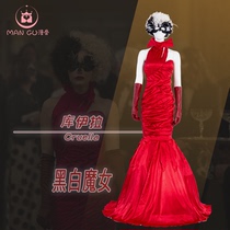 Marvel cos black and white witch Kuila with cos clothing 101 loyal dog villain European and American dress one-piece dress