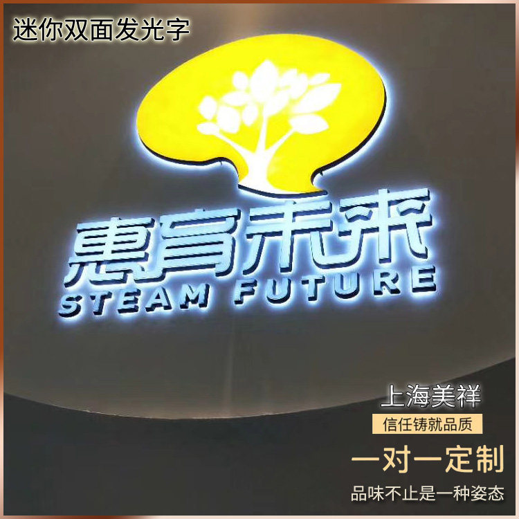 Mini Luminous Character Advertising Sign Door Head Stainless Steel Wrapping body back luminous character No side resin led Shanghai