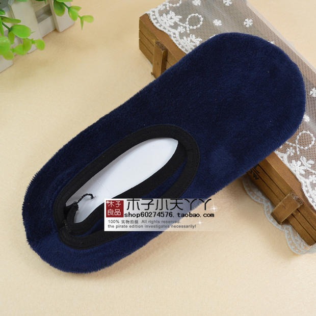 Màu rắn Lanny nam nhung san hô cộng với nhung chống trượt sàn vớ người lớn vớ dày vớ vớ yoga nhà tất nam