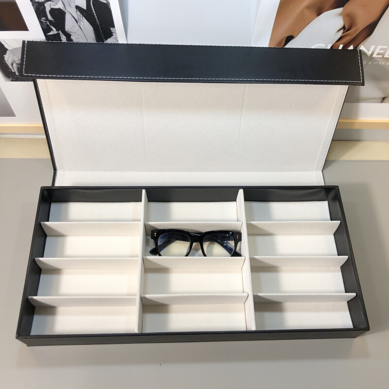 High-End Glasses Storage Box with 12 Compartments and Lid, Leather Multi-Layer Sunglasses Display Case, Display Stand for Glasses High-End Glasses Storage Box with 12 Compartments and Lid, Leather Multi-Layer Sunglasses Display Case, Display Stand for Glasses