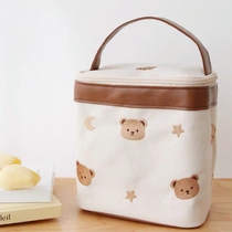Korean style baby food insulation bag mommy bag embroidered bear children lunch bag portable picnic bag lunch box bag