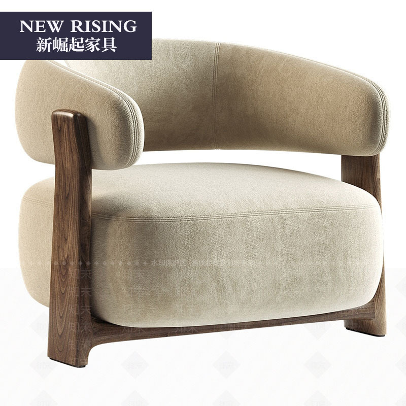 Song-Style Aesthetic Solid Wood Single Sofa Chair Hotel Clubhouse Business Leisure Chair Mezzanine Rest Area Model Room Song-Style Aesthetic Solid Wood Single Sofa Chair Hotel Clubhouse Business Leisure Chair Mezzanine Rest Area Model Room