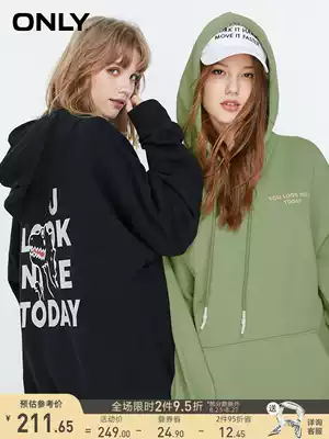 ONLY autumn new men and women with the same mid-length version hooded loose all-match printed thick cotton T female) 11939S574