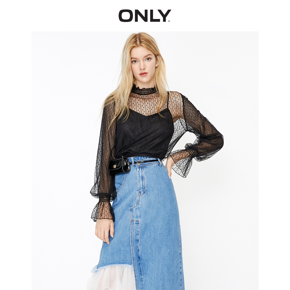 only2019aw19 new mesh foam sleeve sling t-shirt for women 11932055