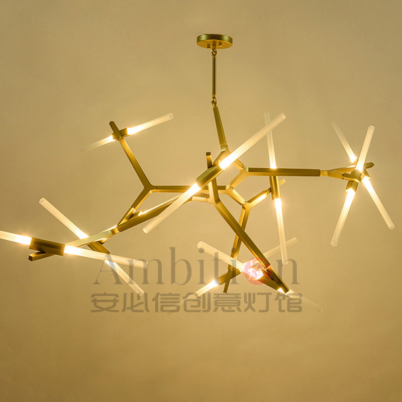 Rear Modern Living room chandeliers Nordic minimalist herringbone tree fork Knife Light Sword Movie Dining Room bedroom chandeliers designer with lamp