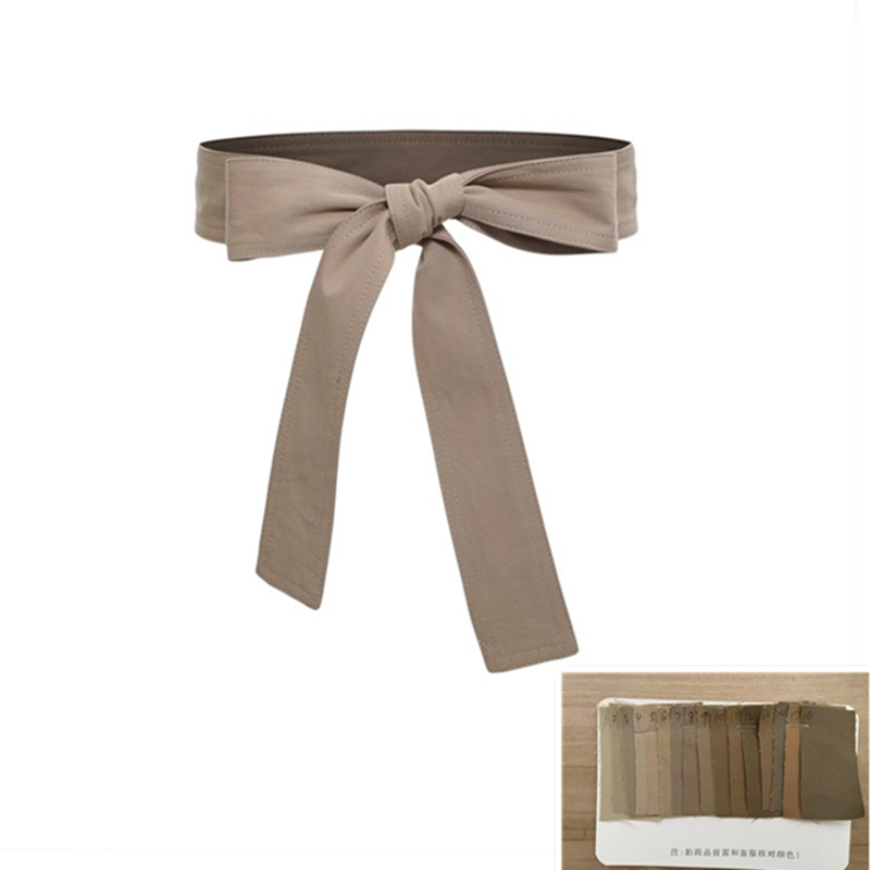 Windbreaker Belt for Women, Fabric Tie, Decorative Fashion Knot, Waist-Cinching, Khaki, Simple Bow, Cotton, Long Style