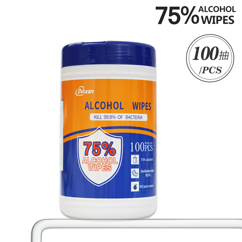 75% Alcohol Wet Wipes 100 slices Barrel Wet Tissue of Bacteriostatic Germicidal Household Extractable Paper Towels