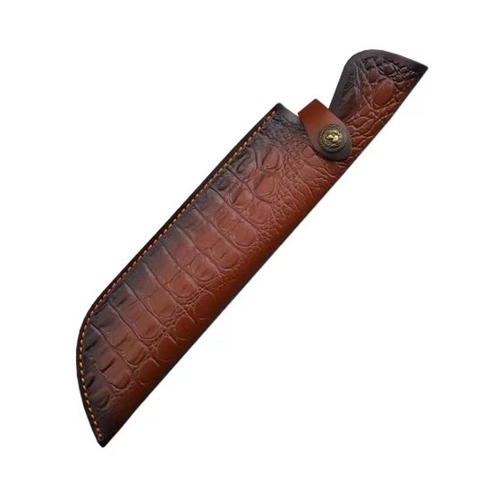 New First-Layer Genuine Cowhide Universal Knife Sheath, Scabbard, Tang Grass Carved Leather Case, Handmade Cowhide Case, Portable Knife Case