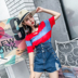 Cut-out 2020 mùa hè chương trình mới sang trọng phiên bản cổng lỗ cut-out eo siêu cao denim quần short của phụ nữ quần short rộng chân 