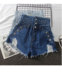 Cut-out 2020 mùa hè chương trình mới sang trọng phiên bản cổng lỗ cut-out eo siêu cao denim quần short của phụ nữ quần short rộng chân 