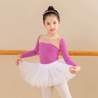 Розовая фиолетовая (белая марлевая юбка) модель с длинным рукавом