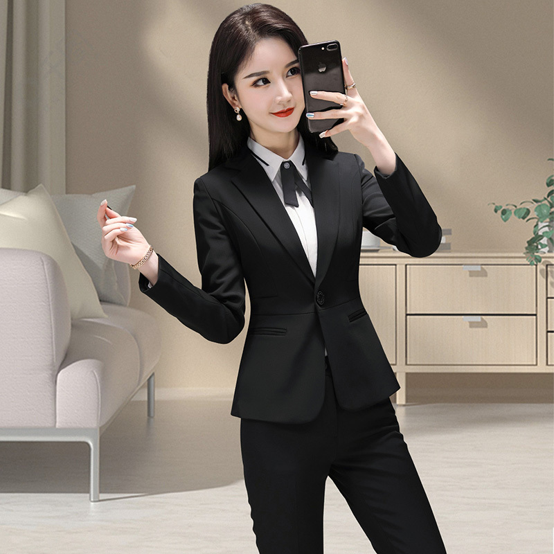 Black Suit Set for Women, Spring and Autumn Style, 2026 New Model, Professional Formal Wear, Hotel Suit Jacket, Workwear