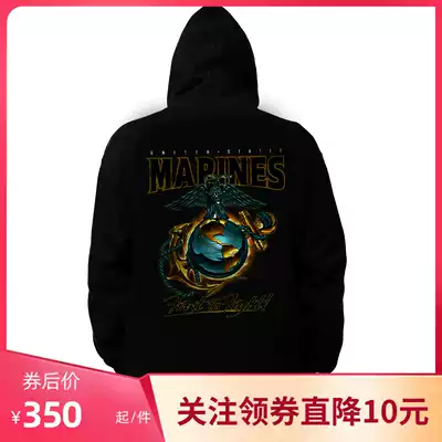 USA 7 62design Long Sleeve Hooded Sweatshirt Thick Fleece Personality Print Pullover Windproof Warm