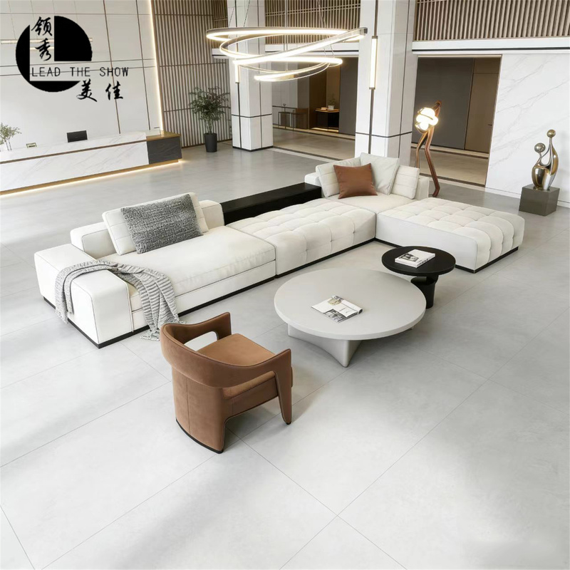 Model Room Italian Minimalist Modern Simple Hotel Sofa Living Room Beauty Salon Sales Corner L-Shaped Fabric Sofa