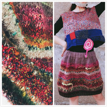 Yimeng ~ Qianai original handmade imported wool mohair line mixed color half skirt