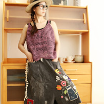 Pure hand-made linen hook flower irregularly spring and summer hollow hanging band vest