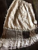 Sahara ~ Qianai original design sense stray style cotton splicing handmade wool skirt