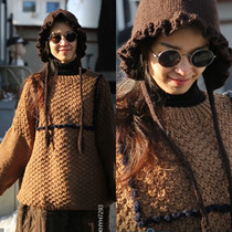 Childhood ~ Qianai Forest Original Childrens Fun Edition Leaf Hand-knitted lace Doll hat Autumn and winter ear protection cap