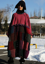 Favorite ~ Qianai forest original design sense pure hand crocheted mosaic autumn and winter loose jumpsuit skirt