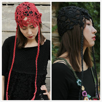 Red and black~Original hand-woven breathable hook flower classical wax rope design national wind hat