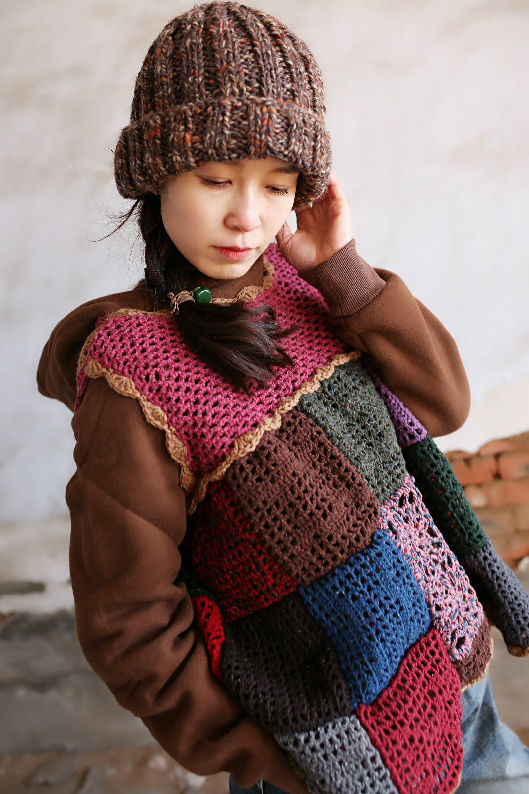 Memories in the wind ~ Original literature and art standardized pure hand hollow hook flower irregularly beggar piece vest