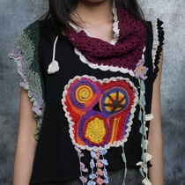 I accompany you ~ 2way original design spring and summer new triangle hair towel hair accessories cotton small scarf tassel flowers