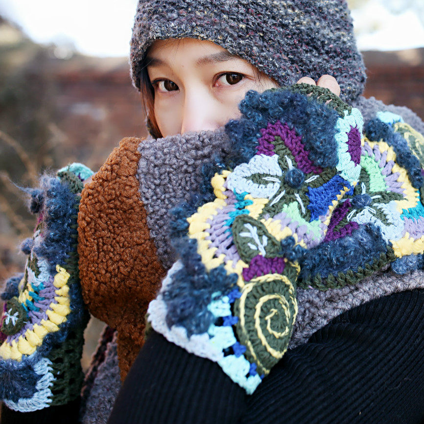 Blue Night ~ one thousand Love Forest Design Sensation Irregular Loose Personality Handmade Crochet Gloves