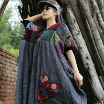 Tsing Yi ~ Qianai original design sense irregular handmade crochet loose jumpsuit skirt folds wandering