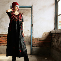 Wind Valley ~ Original design sense retro pure handmade irregular crochet floral dress dress dress