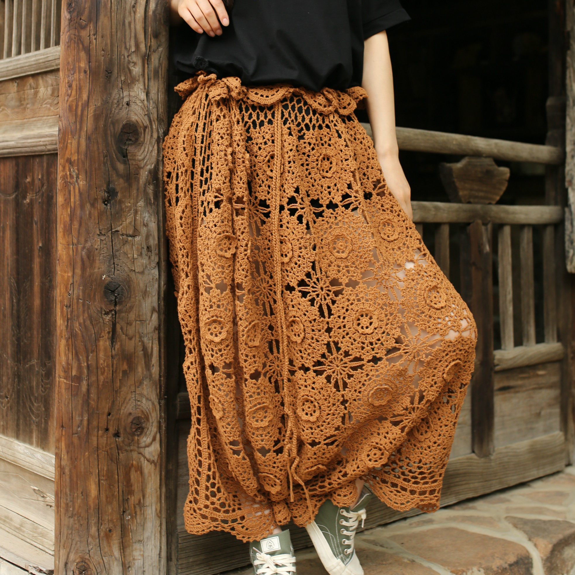 Flowers ~ design sense relaxed cotton hook crotch pants hanging crotch pants