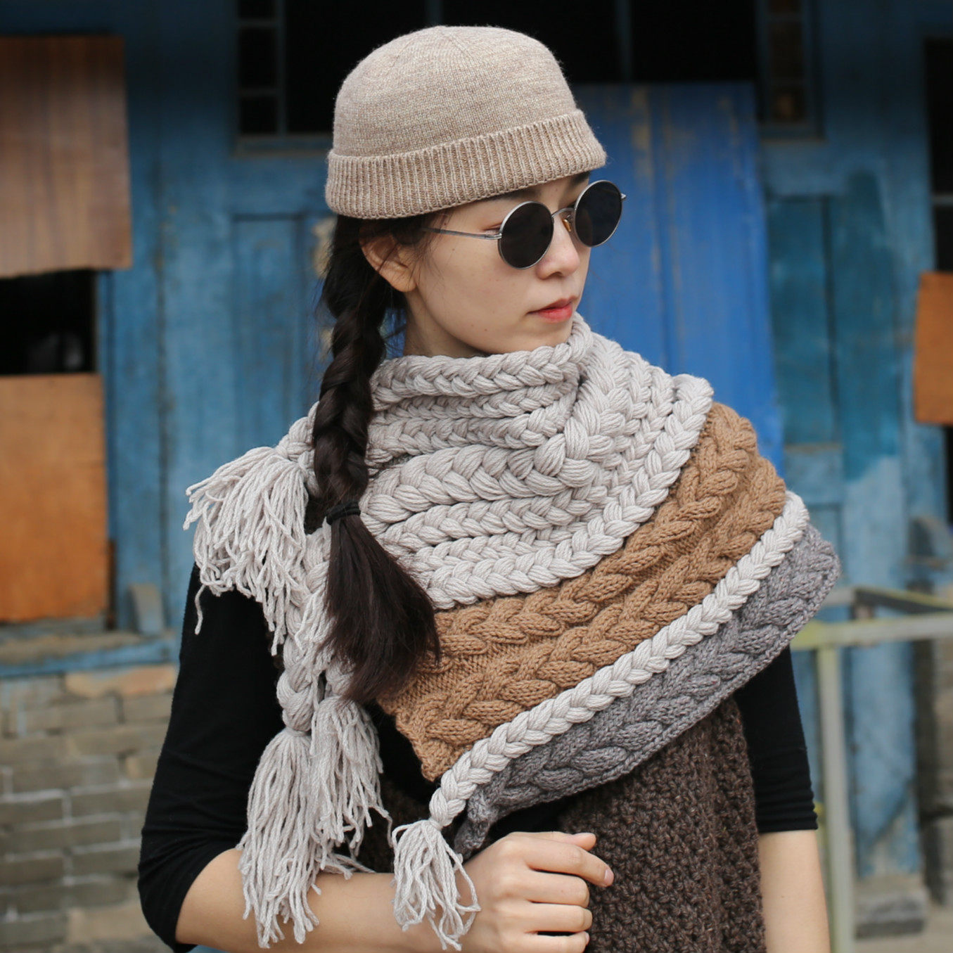 I like you~Qianai original design multi-angle modeling spring wool scarf braid