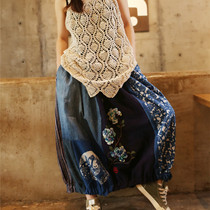 Whale dream~original design sense loose ancient cloth stitched embroidery stereo embroidery ball whale body skirt