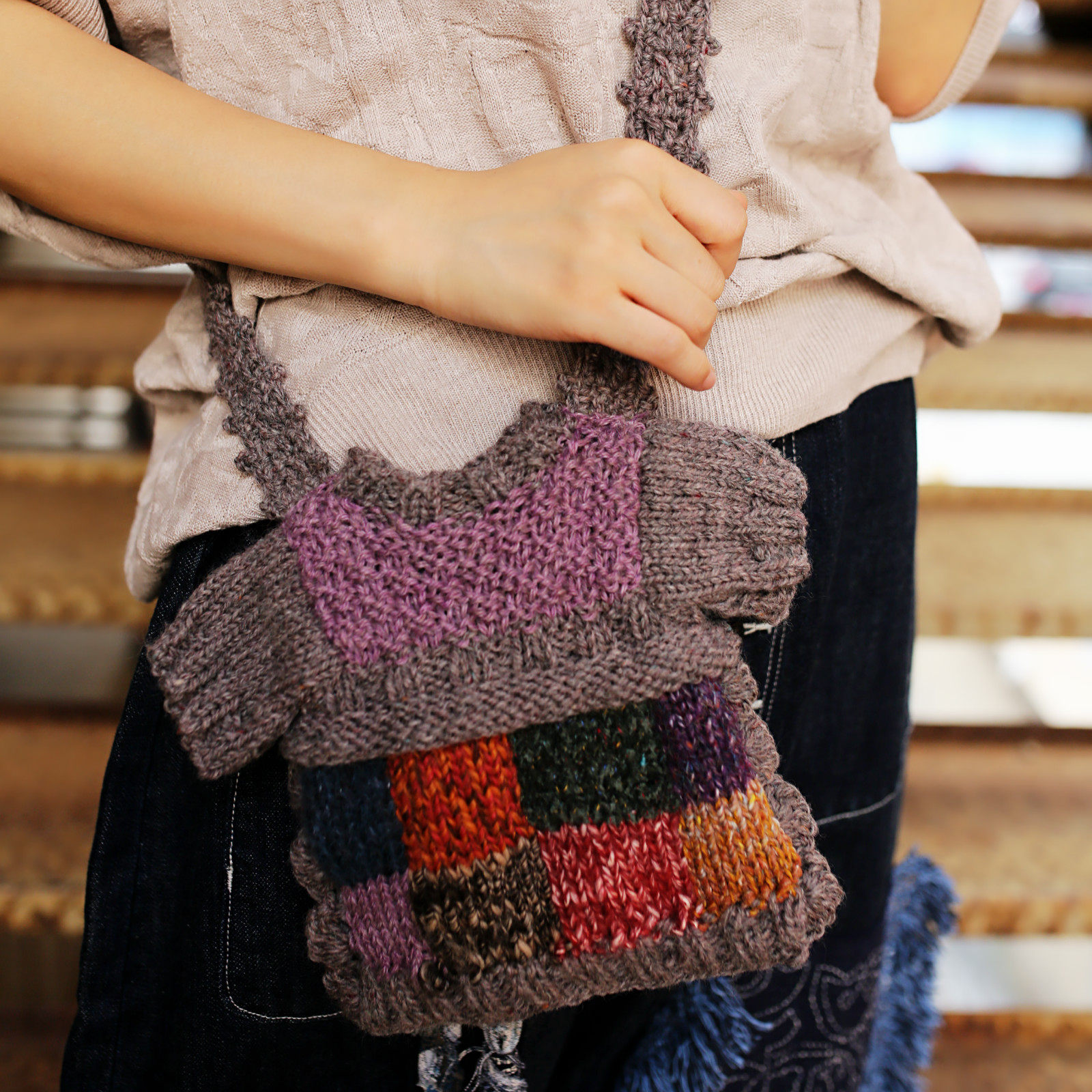 Small Clothes ~ Design Sense Personality Hair Thread Parquet Pieces Sweaters Bag Sloped Satchel-Taobao