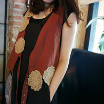 Dream ~ Qianai original literature and art fan retro cotton vest pure linen fabric hand embroidered irregular design