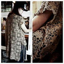 Qianai~ Original pure handmade pure cotton hollow hook flower front and rear irregular double-sided without wind vest scarf shawl