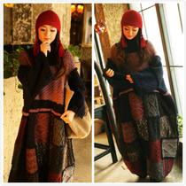 Half City Yansha~Original Literature and Art Fan Retro Antique Old Embroidery Style Loose Pure Wool Knitted Dress