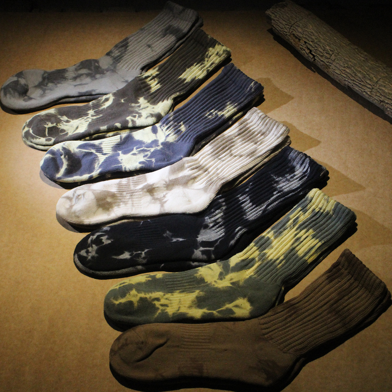 Distressed Tie-Dye Socks ins Trendy Fashion Street Style American Thickened Terry Bottom Mid-Calf Socks Men's Autumn and Winter Loop Socks
