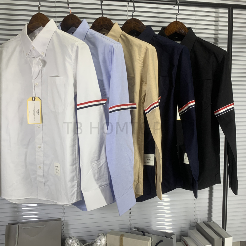 Tbhomtop Trendy Brand Shirt for Men, Long-Sleeved with Double Sleeve Webbing, Business Fashion Casual White Shirt, Couple Style