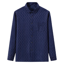 Cardile crocodile shirt mens long-sleeved 2024 autumn and winter velvet thickened warm shirt middle-aged and elderly dads top