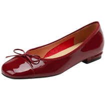 Crocodile genuine leather shallow mouth flat red shoes for women 2024 spring and autumn new style French patent leather small red shoes for women