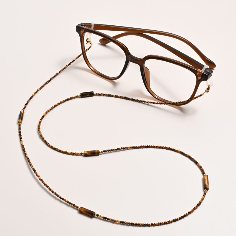Original Natural Tiger Eye Stone Glasses Chain, Neck Hanging Style for Women, Fashionable Retro Sunglasses, Bluetooth Earphones, Mask Anti-Loss Chain, New