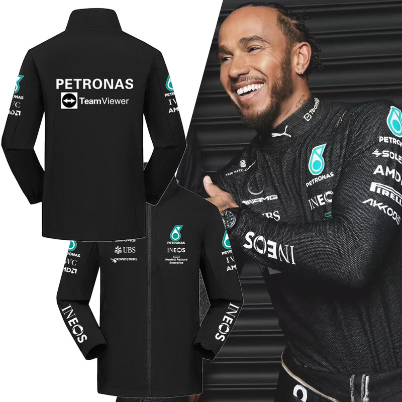 F1 Racing Suit Hamilton George Russell Mercedes Jacket Team Uniform Clothing Coat Windproof Stand Collar