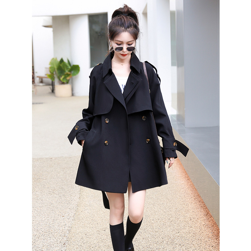 Windbreaker Jacket for Women, British Style, 2026 Spring and Autumn New Model, Black, Slimming, High-End Feel, Short Waist-Cinching Jacket for Petite Figures