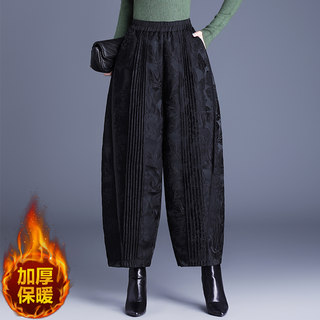加厚保暖黑色棉裤女士秋冬季2025新款外穿时尚国风提花东北防寒裤