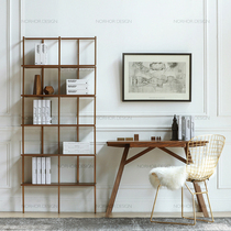 Nordic iron bookshelf landing simple modern bookcase shelf shelf creative combination provincial space solid wood bookcase
