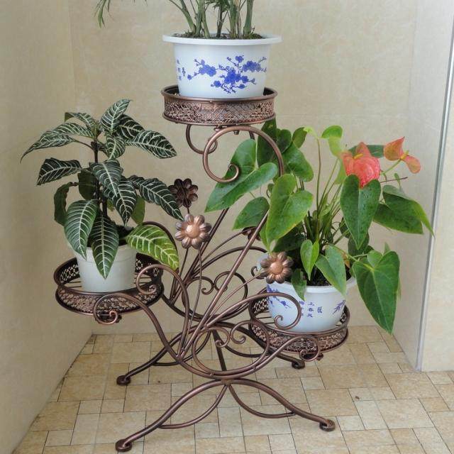 Eurostyle Iron Art Flower Shelf Balcony Flower Racks Floor Flower Pots Shelf Antique Flower Racks Outdoor Potted Plant Flowers Shelf Spot