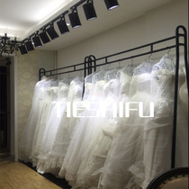 Wrought iron clothing display rack floor to wall wedding rack dress cheongsam hanging rack display rack