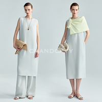 CHANDOOIVY Japan imported triacetate messy texture classic simple ROW style mid-length/long dress