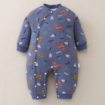 Newborn baby one-piece autumn and winter suit padded thickened cotton warm baby plus cotton clothes winter Haiyi